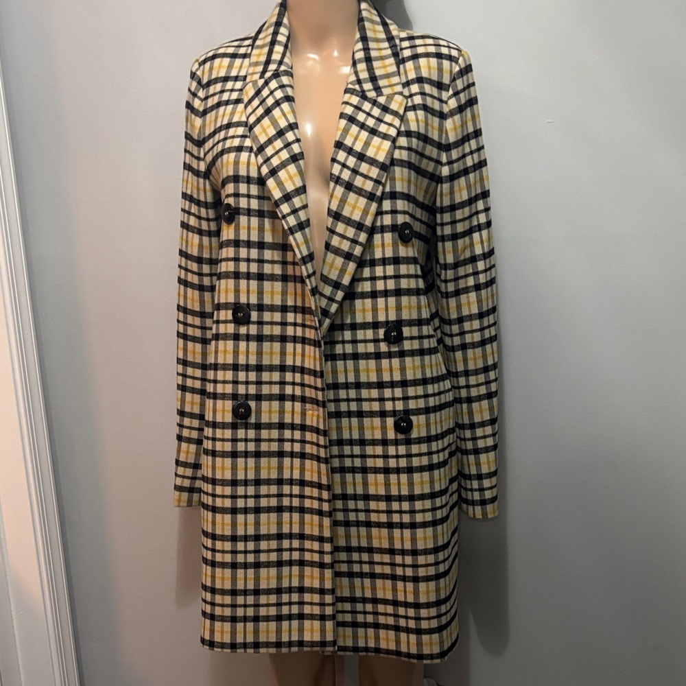 Zara Yellow and Black Checkered Blazer